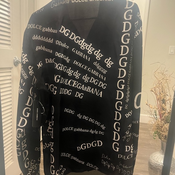 Dolce & Gabbana Silk Pajama Shirt With Lettering Print - Picture 4 of 8